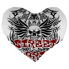 Tattoo tribal street art Large 19  Premium Flano Heart Shape Cushions