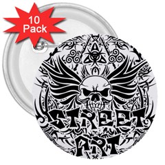 Tattoo Tribal Street Art 3  Buttons (10 Pack)  by Valentinaart