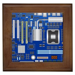 Classic Blue Computer Mainboard Framed Tiles by BangZart