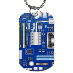 Classic Blue Computer Mainboard Dog Tag (one Side)