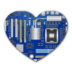 Classic Blue Computer Mainboard Heart Mousepads by BangZart