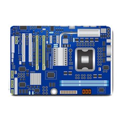 Classic Blue Computer Mainboard Small Doormat  by BangZart