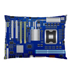 Classic Blue Computer Mainboard Pillow Case by BangZart