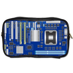 Classic Blue Computer Mainboard Toiletries Bags by BangZart