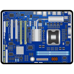 Classic Blue Computer Mainboard Fleece Blanket (large)  by BangZart