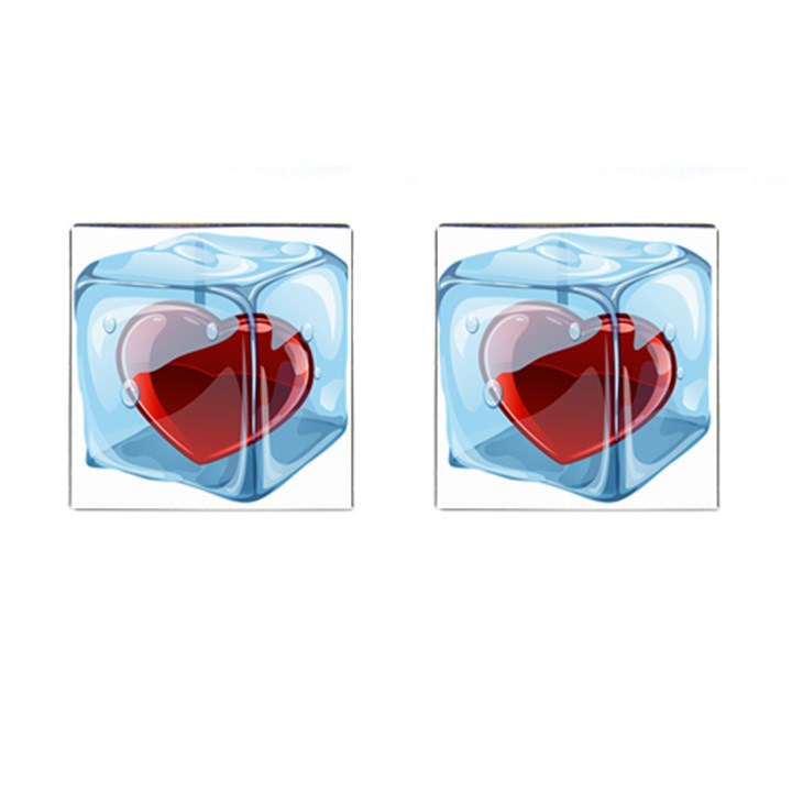 Heart In Ice Cube Cufflinks (Square)