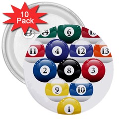 Racked Billiard Pool Balls 3  Buttons (10 Pack)  by BangZart