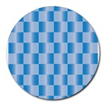 Blue Plaided Pattern Round Mousepads Front