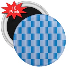 Blue Plaided Pattern 3  Magnets (10 Pack) 