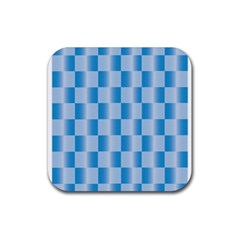 Blue Plaided Pattern Rubber Coaster (square) 