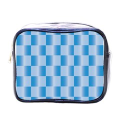 Blue Plaided Pattern Mini Toiletries Bags