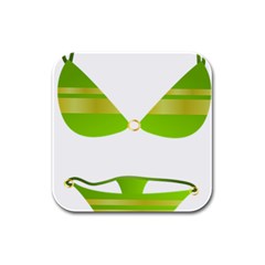 Green Swimsuit Rubber Square Coaster (4 Pack)  by BangZart