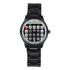 Calculator Stainless Steel Round Watch by BangZart