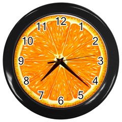 Orange Slice Wall Clocks (black) by BangZart