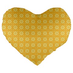 Yellow Pattern Background Texture Large 19  Premium Heart Shape Cushions