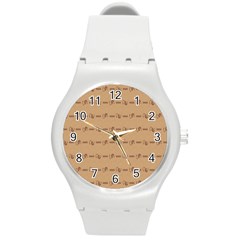 Brown Pattern Background Texture Round Plastic Sport Watch (m) by BangZart