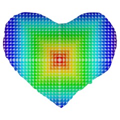 Square Rainbow Pattern Box Large 19  Premium Flano Heart Shape Cushions