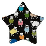 Sheep Cartoon Colorful Black Pink Ornament (Star) Front