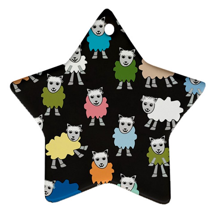 Sheep Cartoon Colorful Black Pink Ornament (Star)