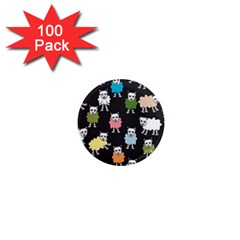 Sheep Cartoon Colorful Black Pink 1  Mini Magnets (100 Pack)  by BangZart