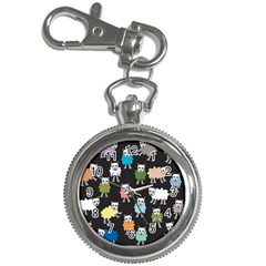 Sheep Cartoon Colorful Black Pink Key Chain Watches