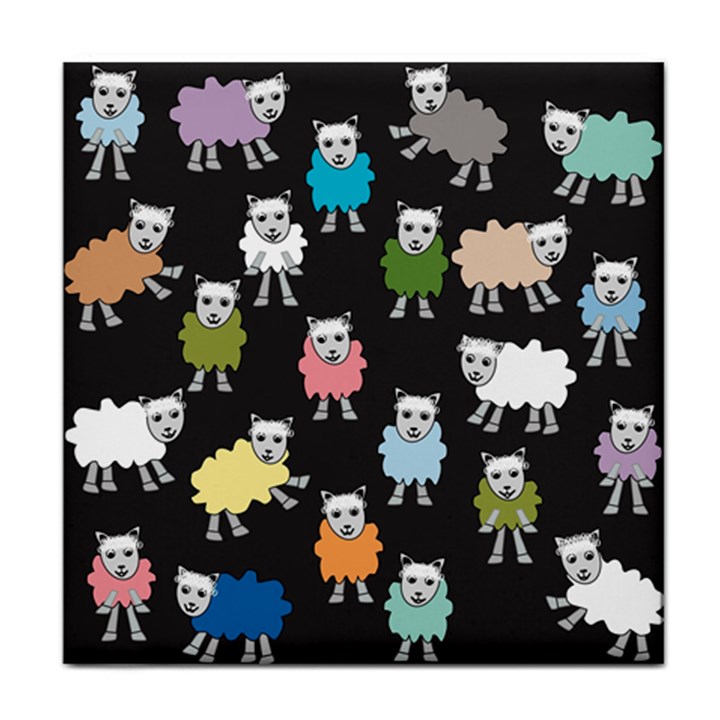 Sheep Cartoon Colorful Black Pink Face Towel