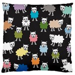 Sheep Cartoon Colorful Black Pink Large Cushion Case (One Side) Front