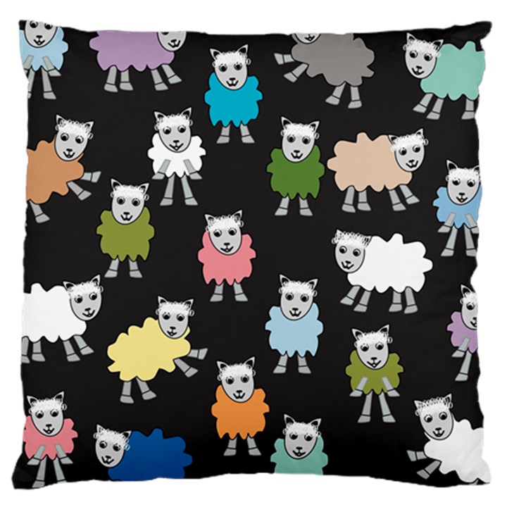 Sheep Cartoon Colorful Black Pink Large Cushion Case (One Side)