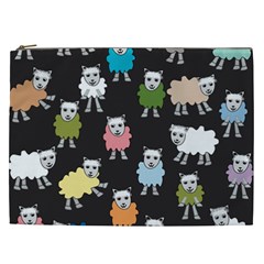 Sheep Cartoon Colorful Black Pink Cosmetic Bag (xxl)  by BangZart