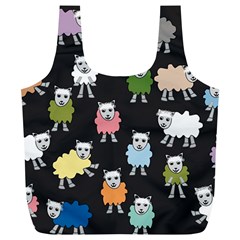 Sheep Cartoon Colorful Black Pink Full Print Recycle Bags (l)  by BangZart