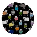 Sheep Cartoon Colorful Black Pink Large 18  Premium Flano Round Cushions Front