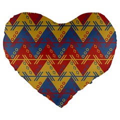 Aztec South American Pattern Zig Large 19  Premium Heart Shape Cushions