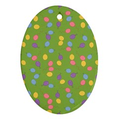 Balloon Grass Party Green Purple Oval Ornament (two Sides) by BangZart