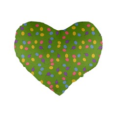 Balloon Grass Party Green Purple Standard 16  Premium Heart Shape Cushions