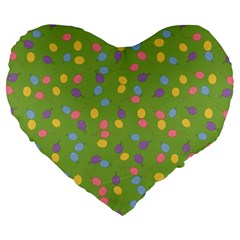 Balloon Grass Party Green Purple Large 19  Premium Heart Shape Cushions