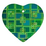 Green Abstract Geometric Heart Ornament (Two Sides) Front