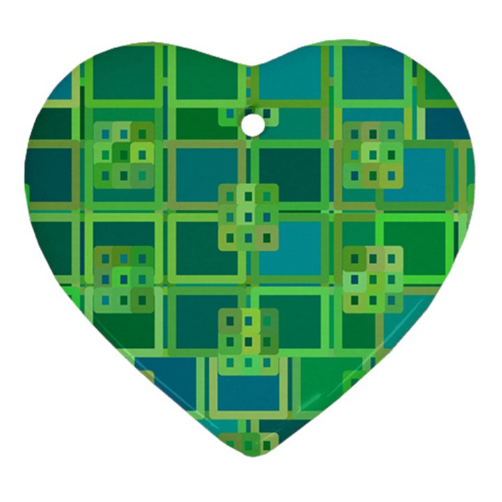 Green Abstract Geometric Heart Ornament (Two Sides)