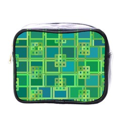 Green Abstract Geometric Mini Toiletries Bags