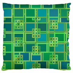 Green Abstract Geometric Large Flano Cushion Case (one Side)