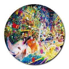 Multicolor Anime Colors Colorful Round Mousepads by BangZart