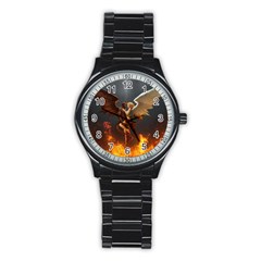 Angels Wings Curious Hell Heaven Stainless Steel Round Watch