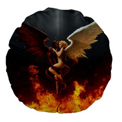 Angels Wings Curious Hell Heaven Large 18  Premium Flano Round Cushions