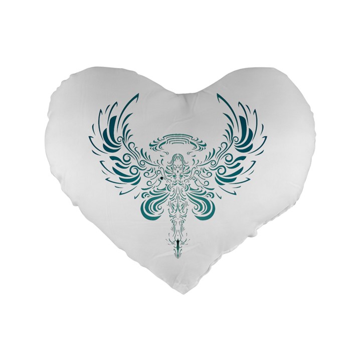 Angel Tribal Art Standard 16  Premium Flano Heart Shape Cushions