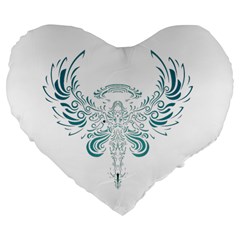 Angel Tribal Art Large 19  Premium Flano Heart Shape Cushions