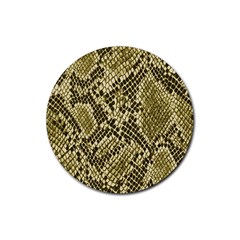 Yellow Snake Skin Pattern Rubber Round Coaster (4 Pack) 