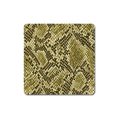 Yellow Snake Skin Pattern Square Magnet by BangZart