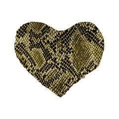 Yellow Snake Skin Pattern Standard 16  Premium Flano Heart Shape Cushions by BangZart