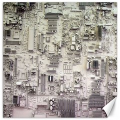 White Technology Circuit Board Electronic Computer Canvas 16  X 16   by BangZart