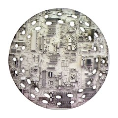 White Technology Circuit Board Electronic Computer Round Filigree Ornament (two Sides) by BangZart