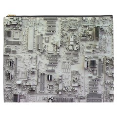 White Technology Circuit Board Electronic Computer Cosmetic Bag (xxxl)  by BangZart